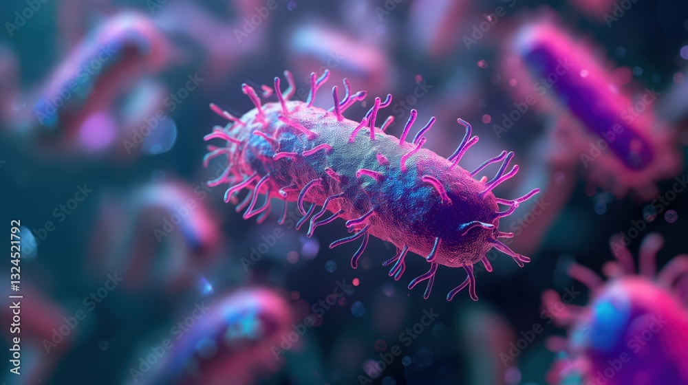Single Bacterium Highlighted in Close-Up Macro Shot Single Bacterium Highlighted in Close-Up Macro Shot
