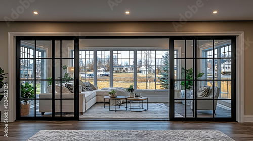 Modern sunroom with city views