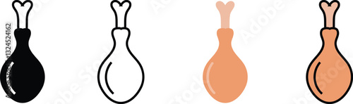 collection of chicken thigh symbol icons in vector