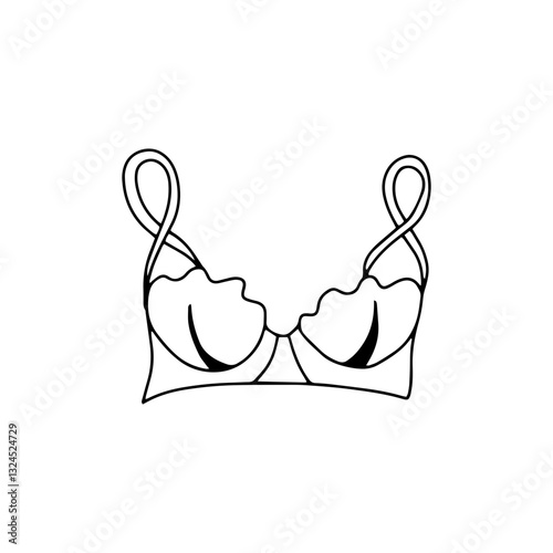 Swimming suit. Doodle bra. Modern and classic style top sketches. Plus siaze swimsuit