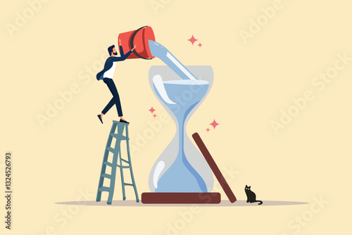 Visual Time Management: Hourglass Sand Pouring Vector Graphic