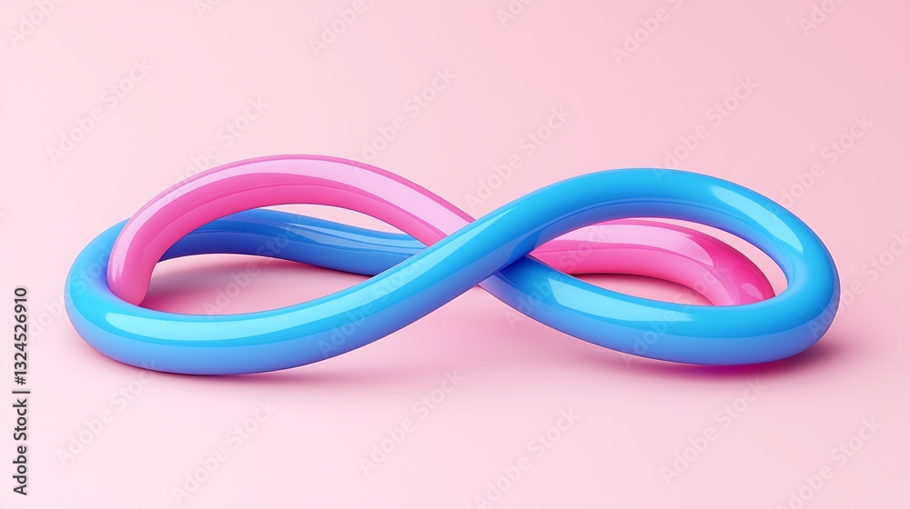 Abstract Infinity Symbol Intertwined Tubes Glossy Pink Blue Design Abstract Infinity Symbol Intertwined Tubes Glossy Pink Blue Design
