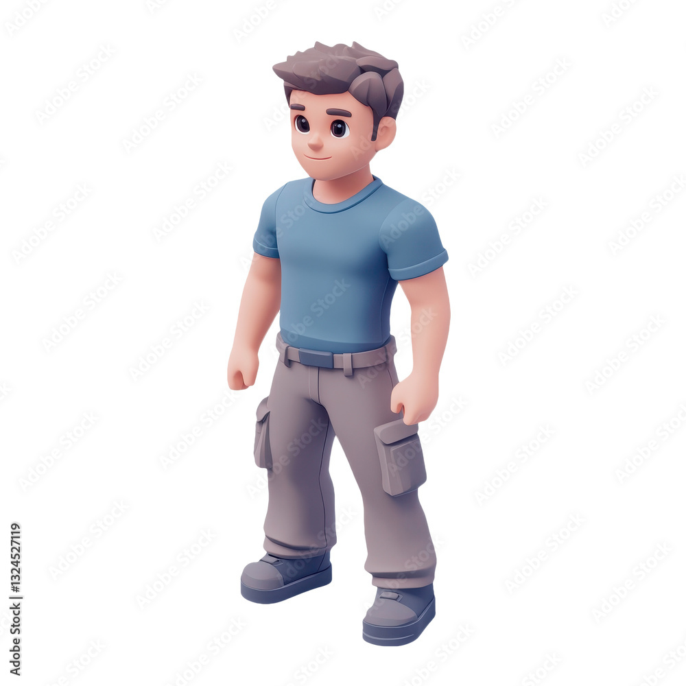 Charming Cartoon Man Character: A Stylish 3D Render of a Young Male Figure in Casual Wear, Perfect for Modern Digital Art and Graphic Design Projects Charming Cartoon Man Character: A Stylish 3D Render of a Young Male Figure in Casual Wear, Perfect for Modern Digital Art and Graphic Design Projects
