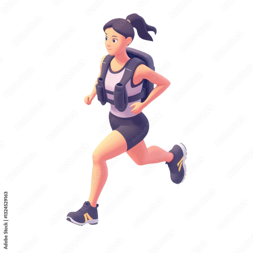 Dynamic Runner: A Vibrant Illustration of a Woman in Motion, Embracing an Active Lifestyle with Fitness, Energy, and Determination in a Captivating Sport Scene Dynamic Runner: A Vibrant Illustration of a Woman in Motion, Embracing an Active Lifestyle with Fitness, Energy, and Determination in a Captivating Sport Scene