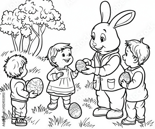 A bunny giving out eggs to ...