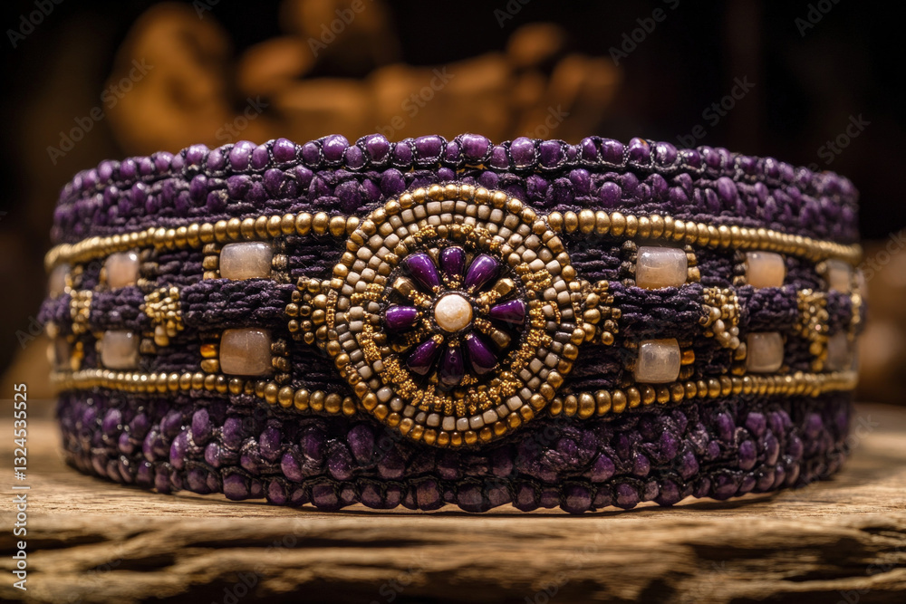 Obraz premium A Native American wampum belt, intricate and historical, cultural significance