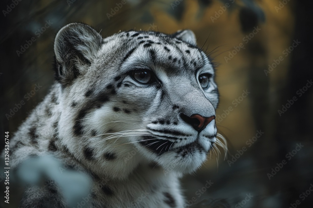 Captivating Portrait of a Majestic Snow Leopard with Striking Blue Eyes and Intricate Fur Details Captivating Portrait of a Majestic Snow Leopard with Striking Blue Eyes and Intricate Fur Details