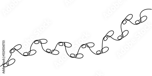 Continuous single line drawing of human footprint. Human footprint one line icon, Vector illustration, Continuous one line drawing of footsteps, Barefoot human footprint drawn in minimalist style.