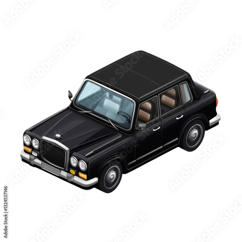 Elegant Black Car: A Classic Automobile of Luxury and Style - Perfect for Transportation, Travel, and Urban Adventures in Vintage Retro Design