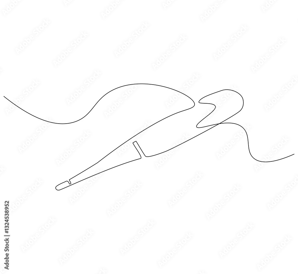 Obraz premium Thermometer continuous line. Continuous one line drawing of digital thermometer. Medical equipment concept. single line drawing
