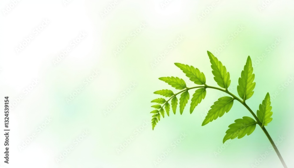 Delicate fern branch on a crisp white background, forest, garden Delicate fern branch on a crisp white background, forest, garden