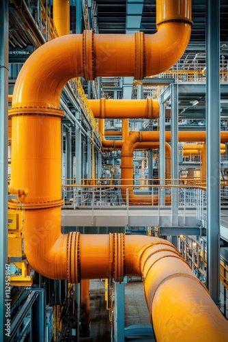 Large yellow pipe in building