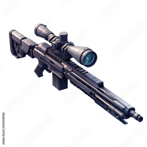 Precision Instrument: A High-Tech Sniper Rifle with Advanced Optics for Long-Range Targeting and Tactical Combat, Ready for Defense and Security Operations