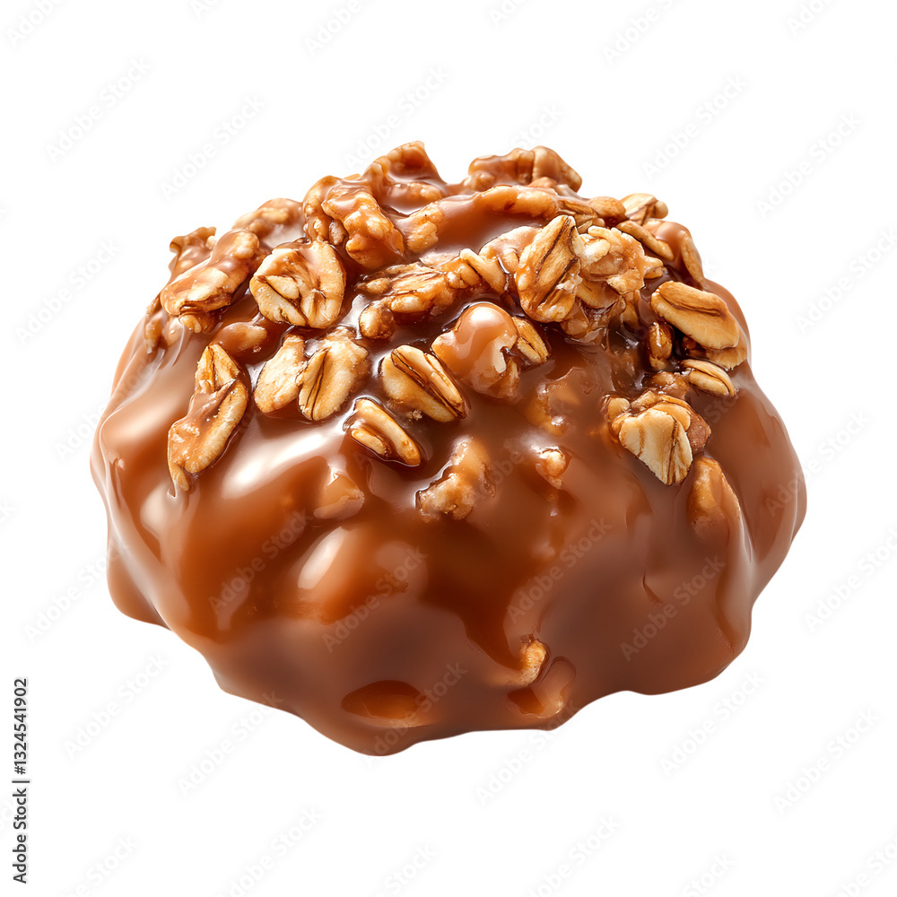 Chocolate Covered Donut Topped with Nuts Isolated on Transparent Background Chocolate Covered Donut Topped with Nuts Isolated on Transparent Background