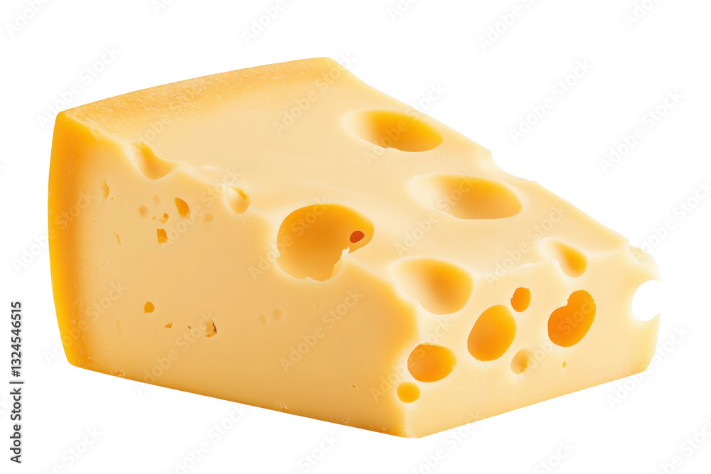 Cheddar cheese block with holes on a white surface, cut out Cheddar cheese block with holes on a white surface, cut out