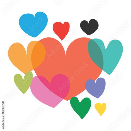 hand drawn heart icon vector. hearts sings. heart shape icons. various colors and shapes heart icons. vector illustration on transparent background.