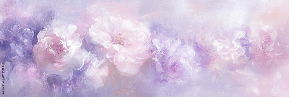 Fototapeta premium Soft floral design with pink and lavender blooms on a pastel background ideal for feminine themes and gentle aesthetics