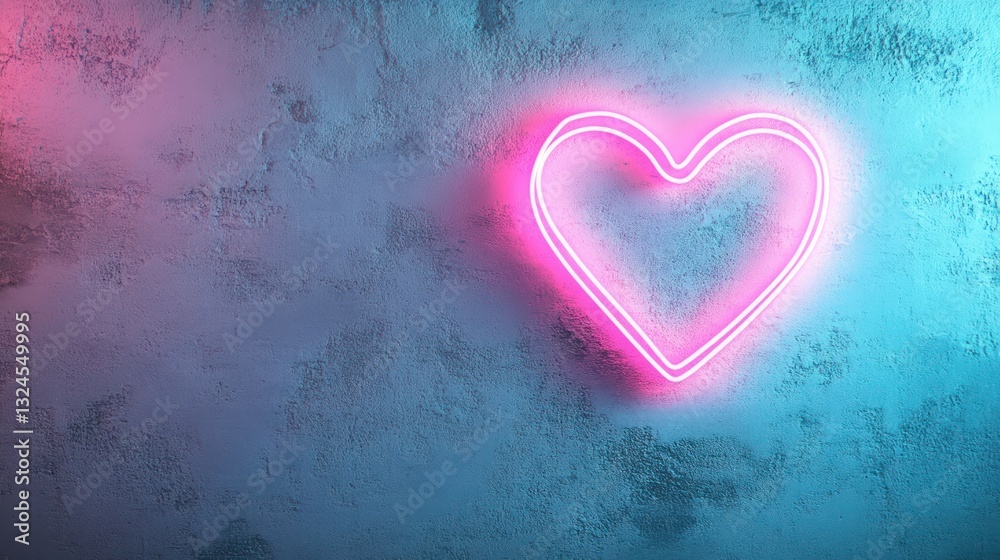 Neon heart on textured wall Neon heart on textured wall