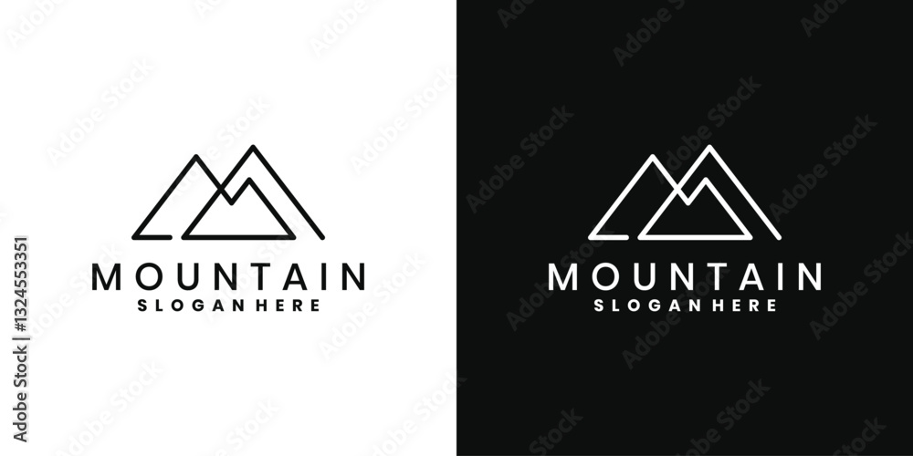 mountain line art vector logo design mountain line art vector logo design