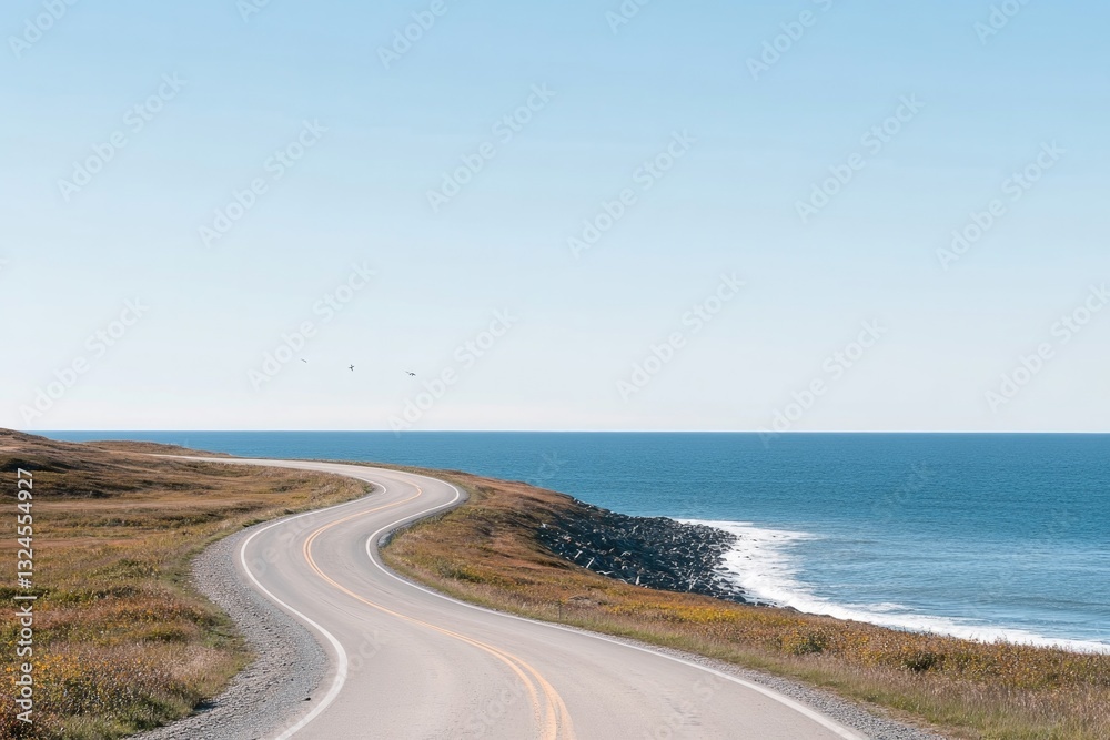 scenic coastal highway winding gracefully through autumn-colored foliage inviting wanderlust with serene atmosphere scenic coastal highway winding gracefully through autumn-colored foliage inviting wanderlust with serene atmosphere