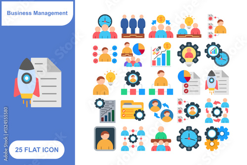 Business Management Icons Set, Collection of 25 Business Management Icons Set - 25 Vector Icons for Leadership, Organization, Strategy & Operations