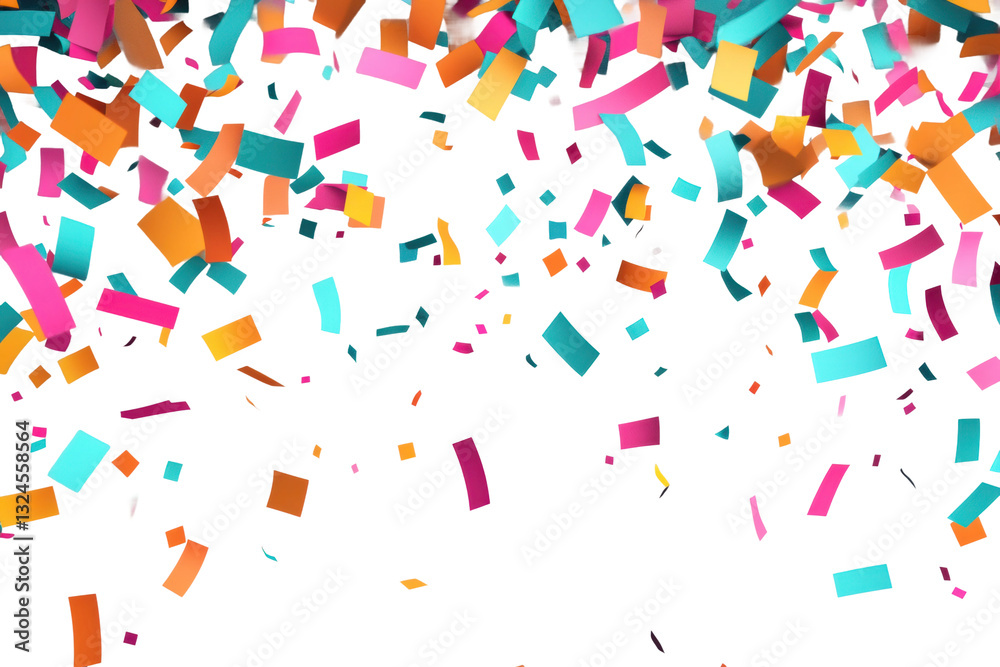 Festive colorful confetti falls, cut out Festive colorful confetti falls, cut out