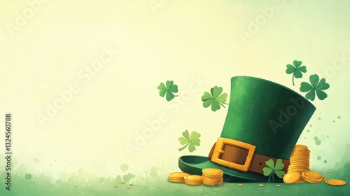 Cute Leprechaun fairy hat with green decorations of St. Patrick’s Day.