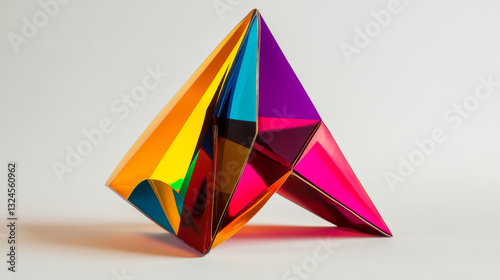 Vector isolated colorful magnet. Low poly wireframe and points. Polygonal 3D white attraction concept on dark background. loadstone with geometry triangle. Abstract business mash line origami