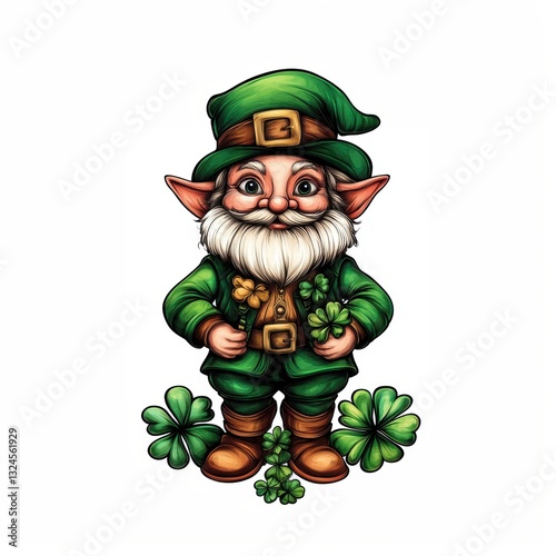 Cute Leprechaun fairy and green decorations of St. Patrick’s Day.