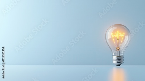 Illuminating the path to innovation this glowing lightbulb stands as a symbol of creativity ingenuity and the endless possibilities that lie ahead  Set against a sleek minimalist white backdrop