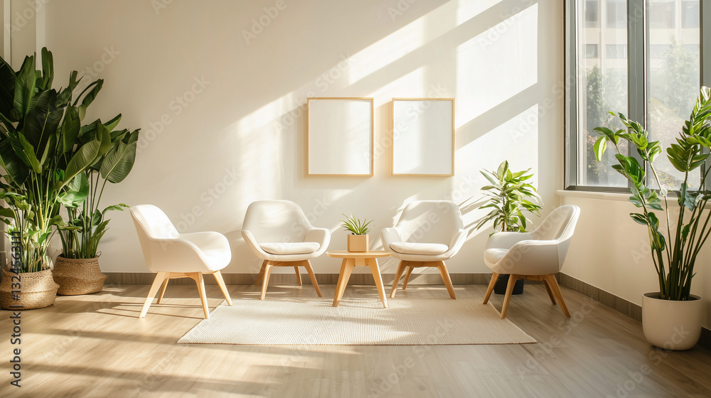 Fototapeta premium Support group gathering in a sleek, calming environment.