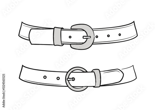 Hand-drawn leather belts illustration. Vector illustration