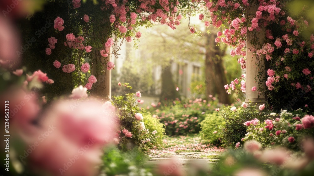 Fototapeta premium Beautiful garden with colorful flowers.