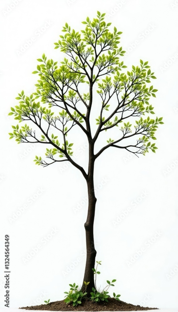 Obraz premium Long thin branches stretch outwards from a central point, nature, foliage, isolation