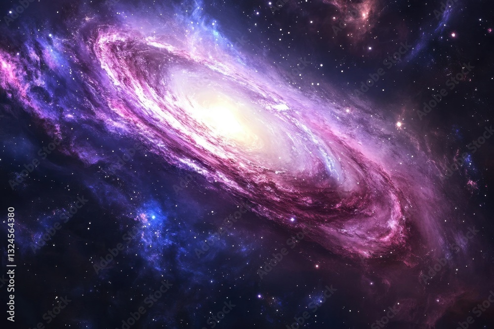 Obraz premium This photo captures a spiral galaxy with stars in the background showcasing the vastness of the universe An unexplored galaxy spotted amidst a vibrant nebula .