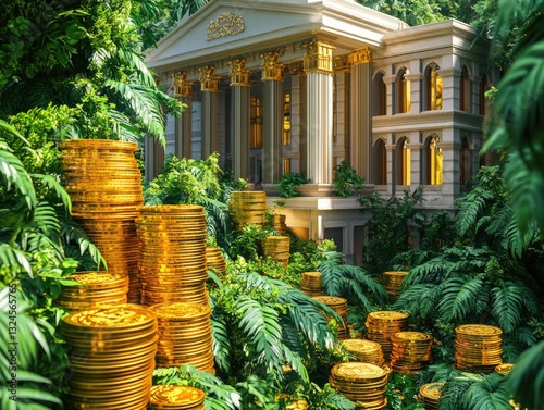 Gold Coins at Building Entrance