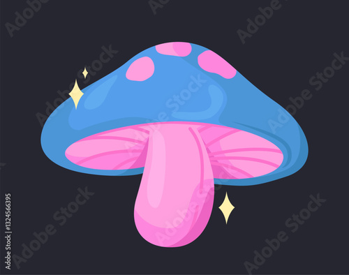 Colorful fantasy mushroom illustration. Vector illustration