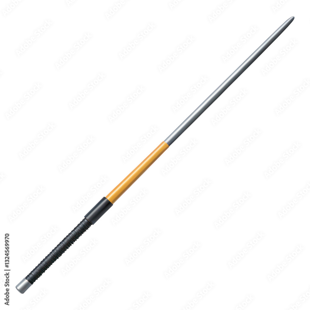 3D javelin with sleek design, featuring metallic shaft and textured grip, isolated on transparency background 3D javelin with sleek design, featuring metallic shaft and textured grip, isolated on transparency background