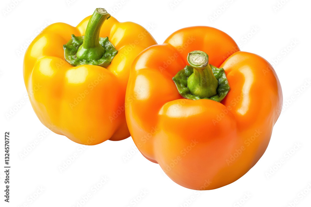 Fresh yellow bell peppers on display, cut out Fresh yellow bell peppers on display, cut out