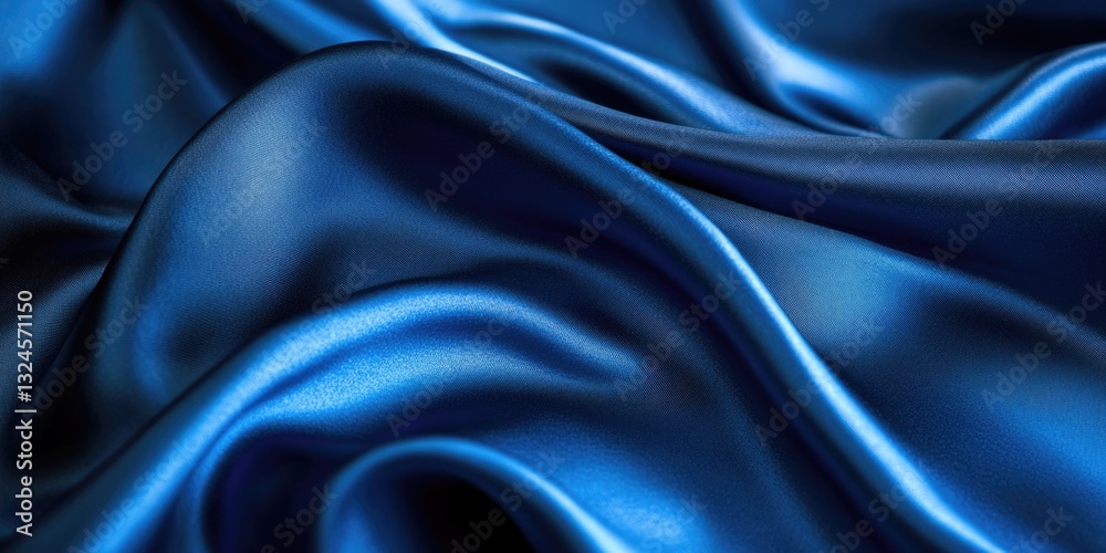Fototapeta premium Close-up of blue satin fabric