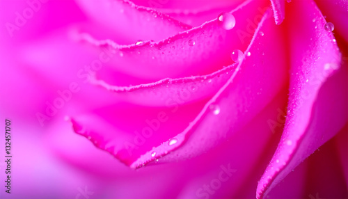 A Vibrant Pink Rose, Glistening With Morning Dew, Unfolds Its Petals In A Breathtaking Display Of Natures Beauty, Showcasing Exquisite Texture And Saturated Color