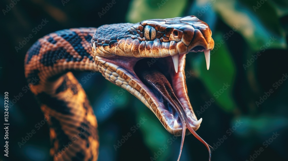 Obraz premium Snake Mouth Open Close Up,