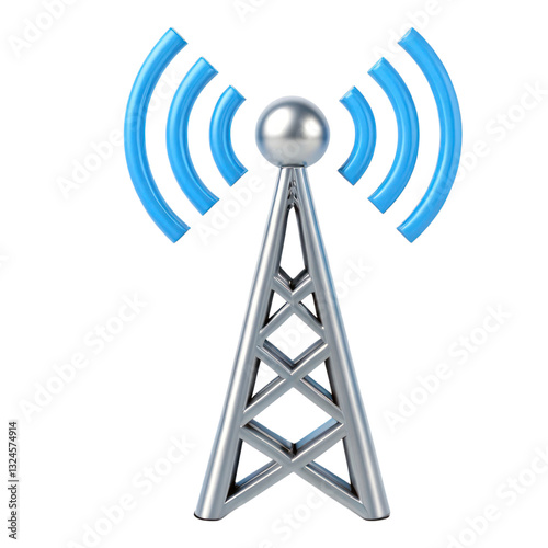 3D radio tower icon representing broadcasting and live streaming signals