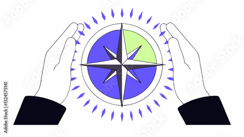 Hands holding earth symbolize ecology care and planet protection for global stock illustration.