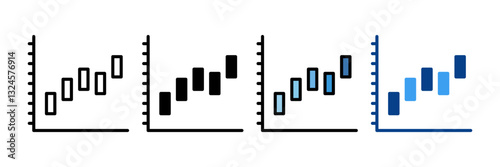 Waterfall Chart Icon Set Multiple Style Collection