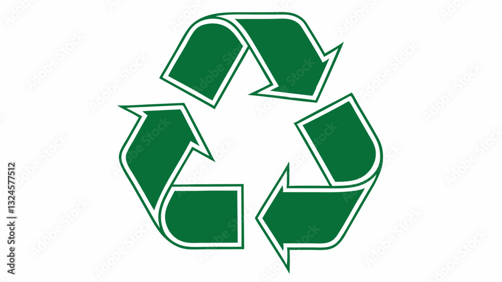 Obraz premium Green recycling symbol with three arrows in a triangular loop