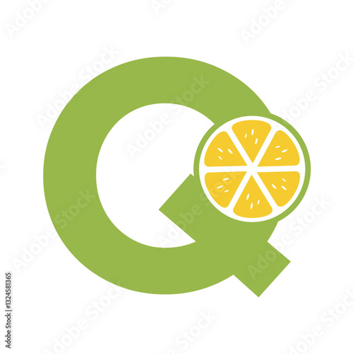 Lemon Logo Combine With Letter Q Vector Template