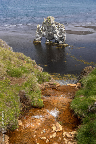 Hvitserkur, the basalt stack resembling a rhino or elephant drinking photo