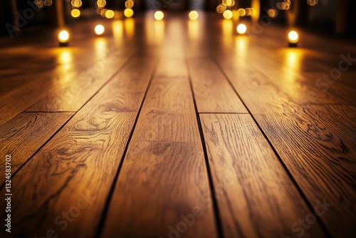 Wooden Floor Illuminated by Soft Lights Creates a Warm and Inviting Atmospher...