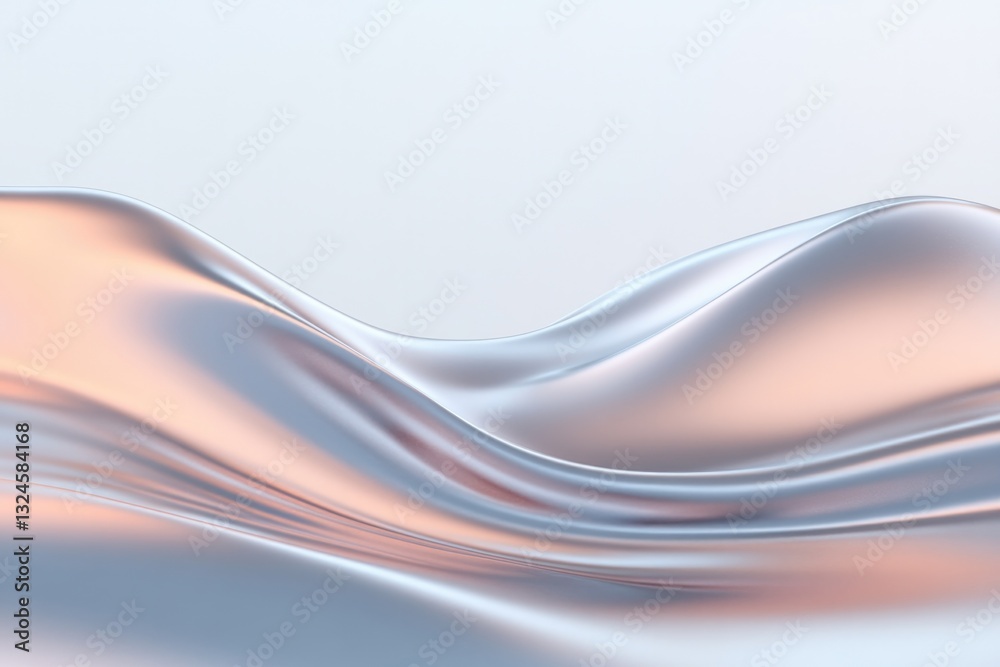 Naklejka premium surreal design of metallic waves intertwined in seamless flow glowing with subtle colors under diffused light